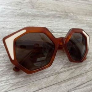 Pared Sole Mare Tortoiseshell Cat Eye Hexagon Sunglasses Retails for $240